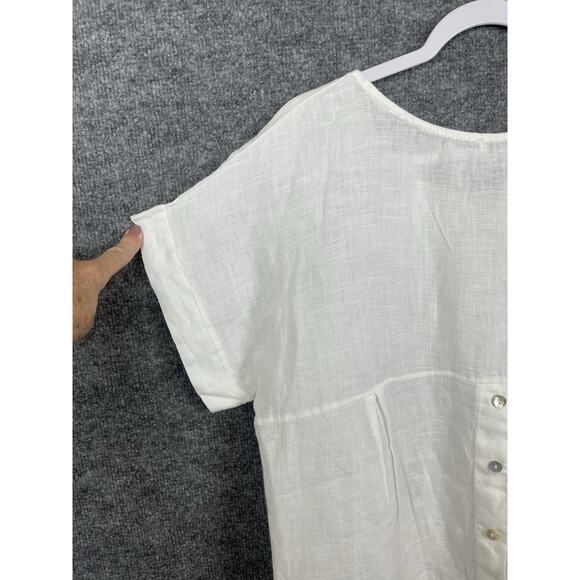 Tero Millennio 100% Linen Top White Women's Medium Boho, Lagon Look - Picture 10 of 13